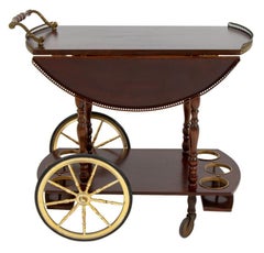 Italian Two-Tier Mahogany and Brass Bar Cart