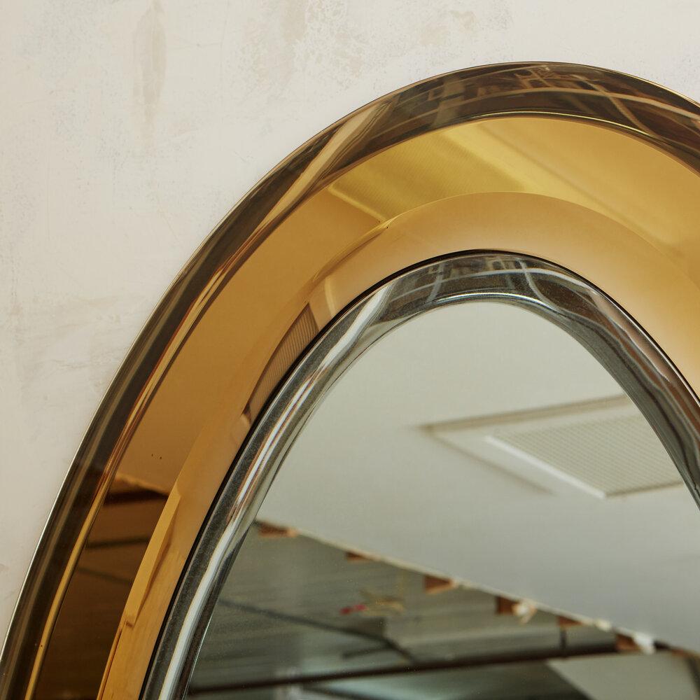 Italian Two Tone Oval Mirror in the Style of Fontana Arte, 1960s In Good Condition In Chicago, IL