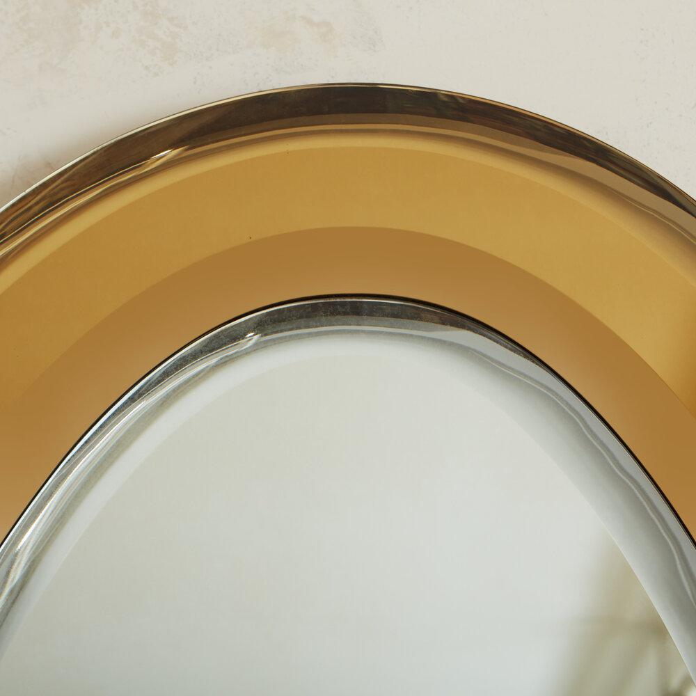 Mid-20th Century Italian Two Tone Oval Mirror in the Style of Fontana Arte, 1960s