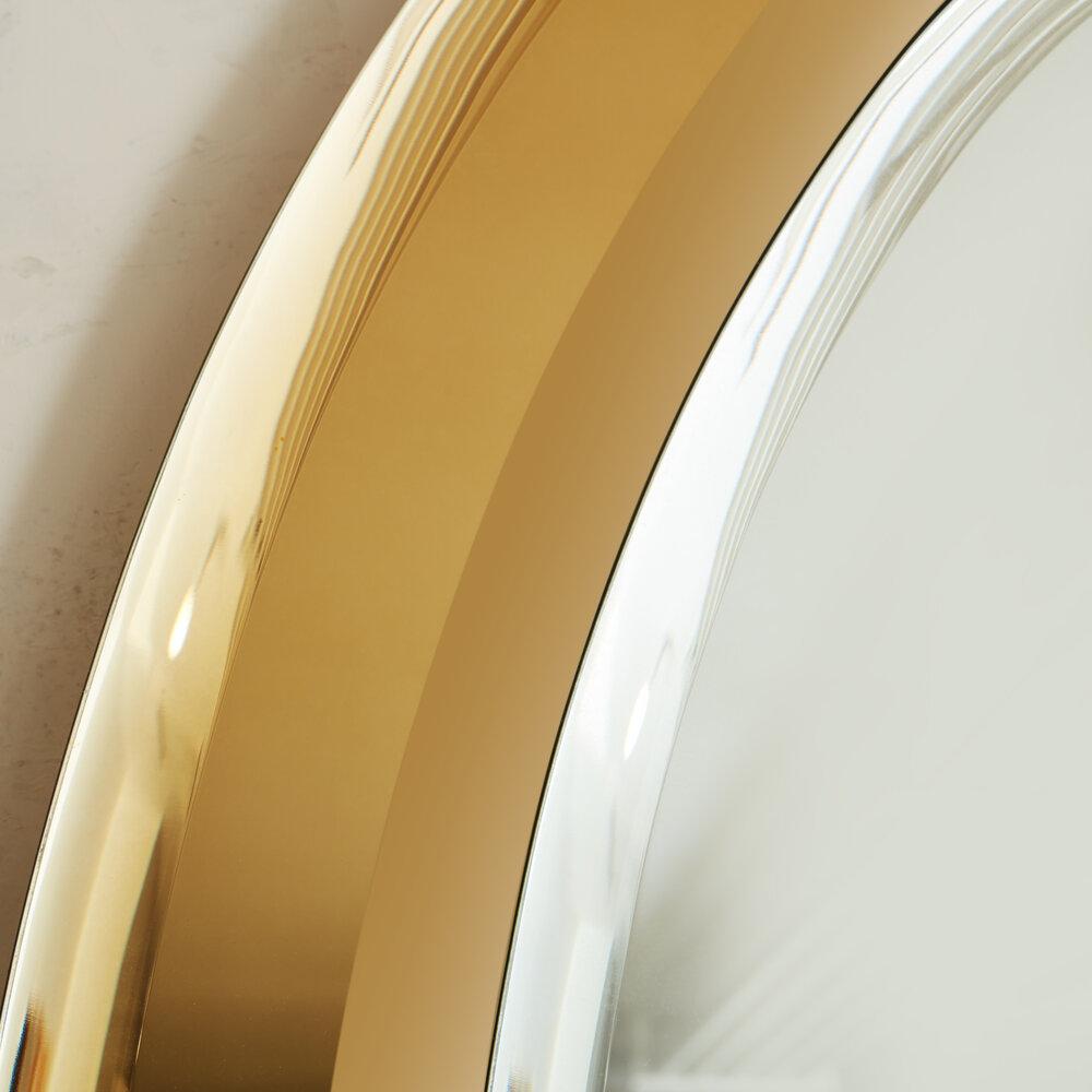 Glass Italian Two Tone Oval Mirror in the Style of Fontana Arte, 1960s
