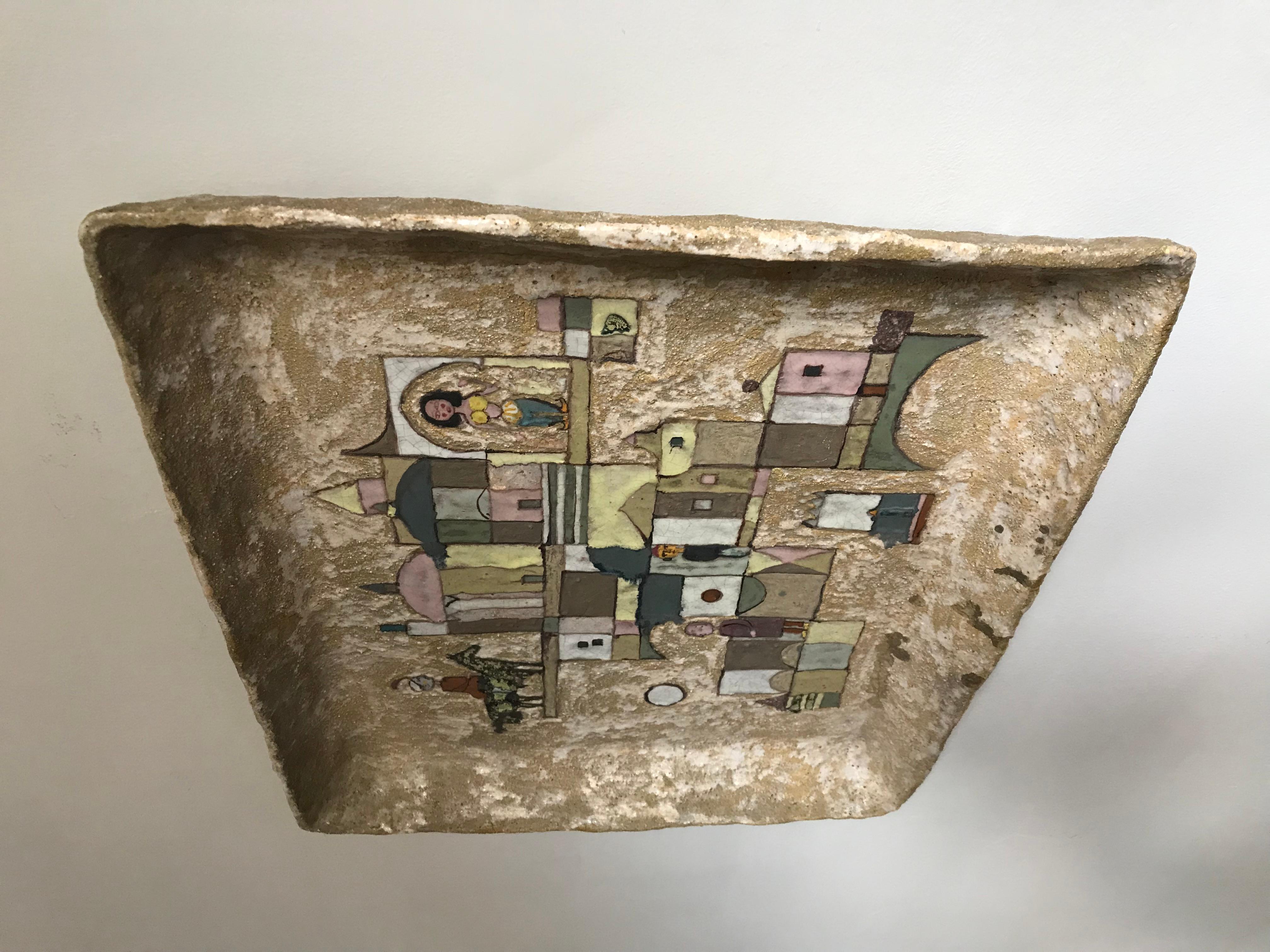 Mid-Century Modern Italian Ulisse Pagliari Midcentury Ceramic Panel Wall Tray 1964 For Sale