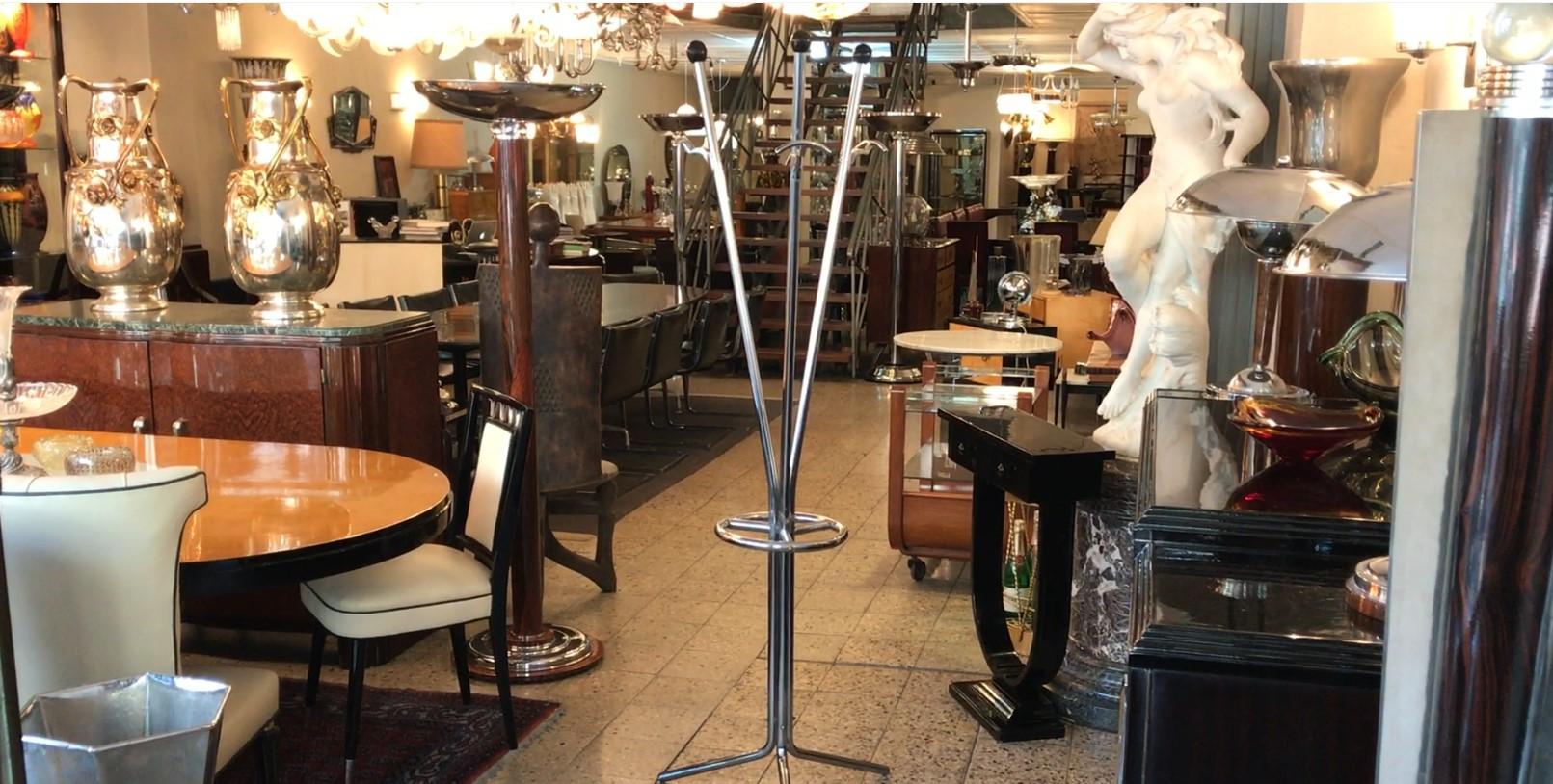 Chrome Italian Umbrella stand and Coat rack, 1950 For Sale
