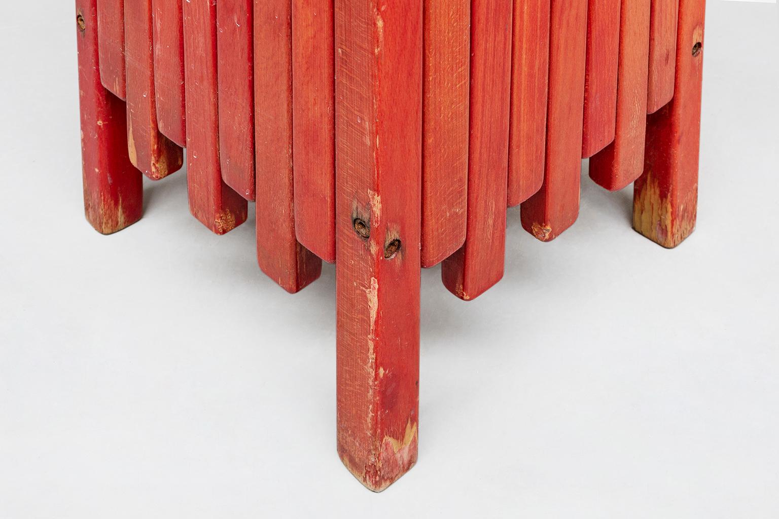 Lacquered Italian Umbrella-Stand in Painted Wood, by Ettore Sottsass for Poltronova, 1962