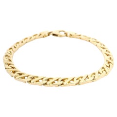Italian Unisex Solid 14k Yellow Gold Unique Polished Link Chain Bracelet