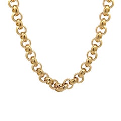 Italian UNOAERRE 14k Yellow Gold 28" Long Polished Rolo Link Chain Necklace