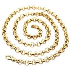 Italian UNOAERRE 14k Yellow Gold 28" Long Polished Rolo Link Chain Necklace