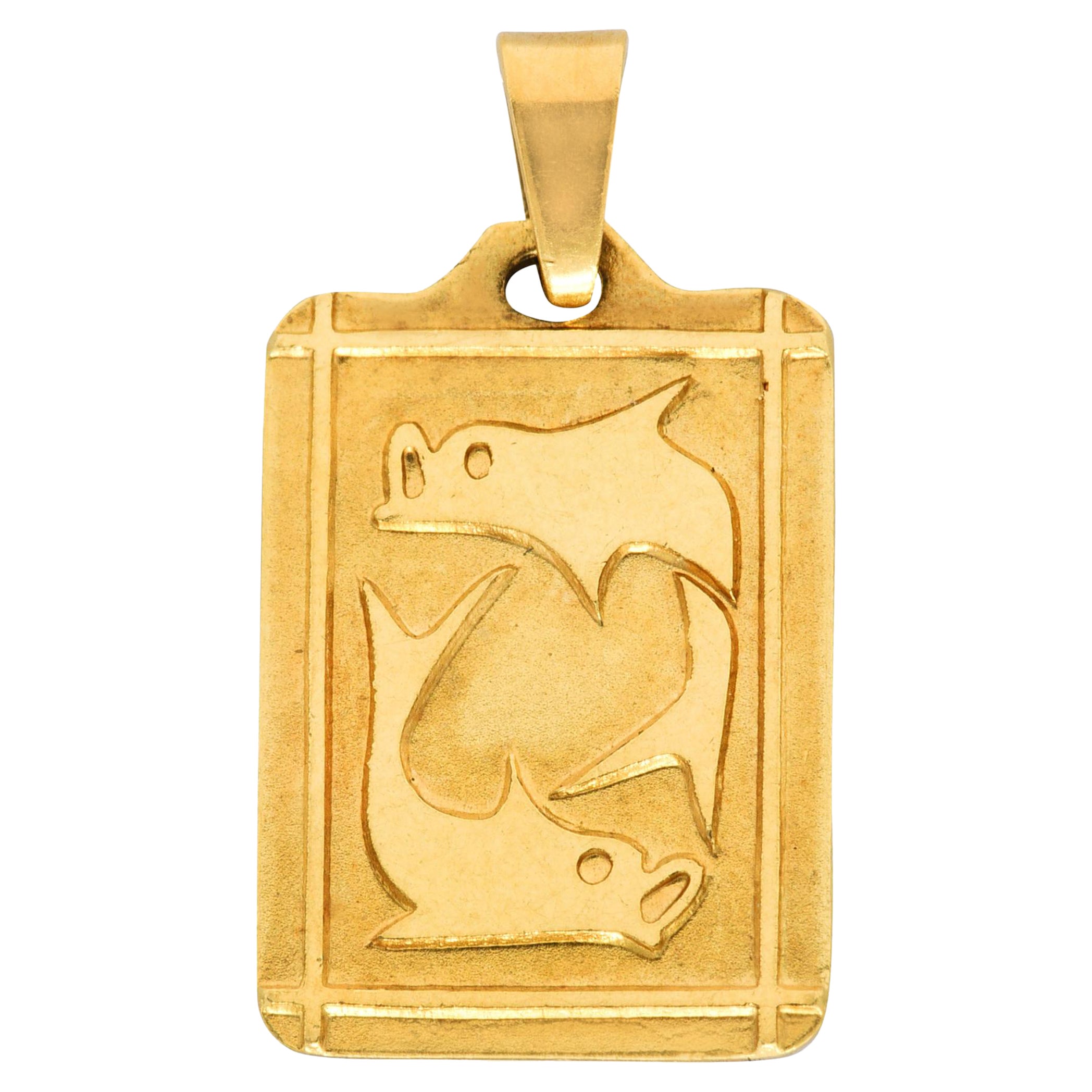 Italian UnoAErre 18 Karat Gold Pisces Zodiac Charm