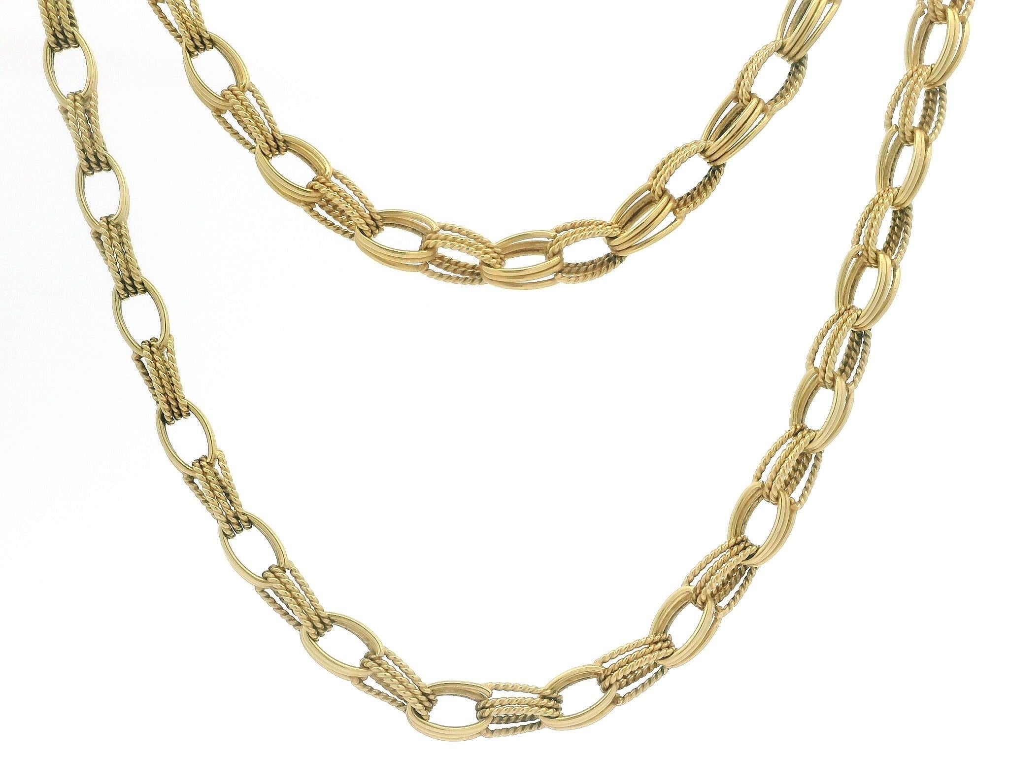 Italienische UNOAERRE 18k Gold poliert verdrehte Draht ineinandergreifende ovale Link Halskette Damen im Angebot