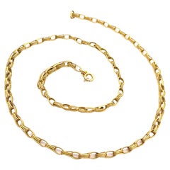 Italian UNOAERRE 18k Gold Polished Twisted Wire Interlocking Oval Link Necklace