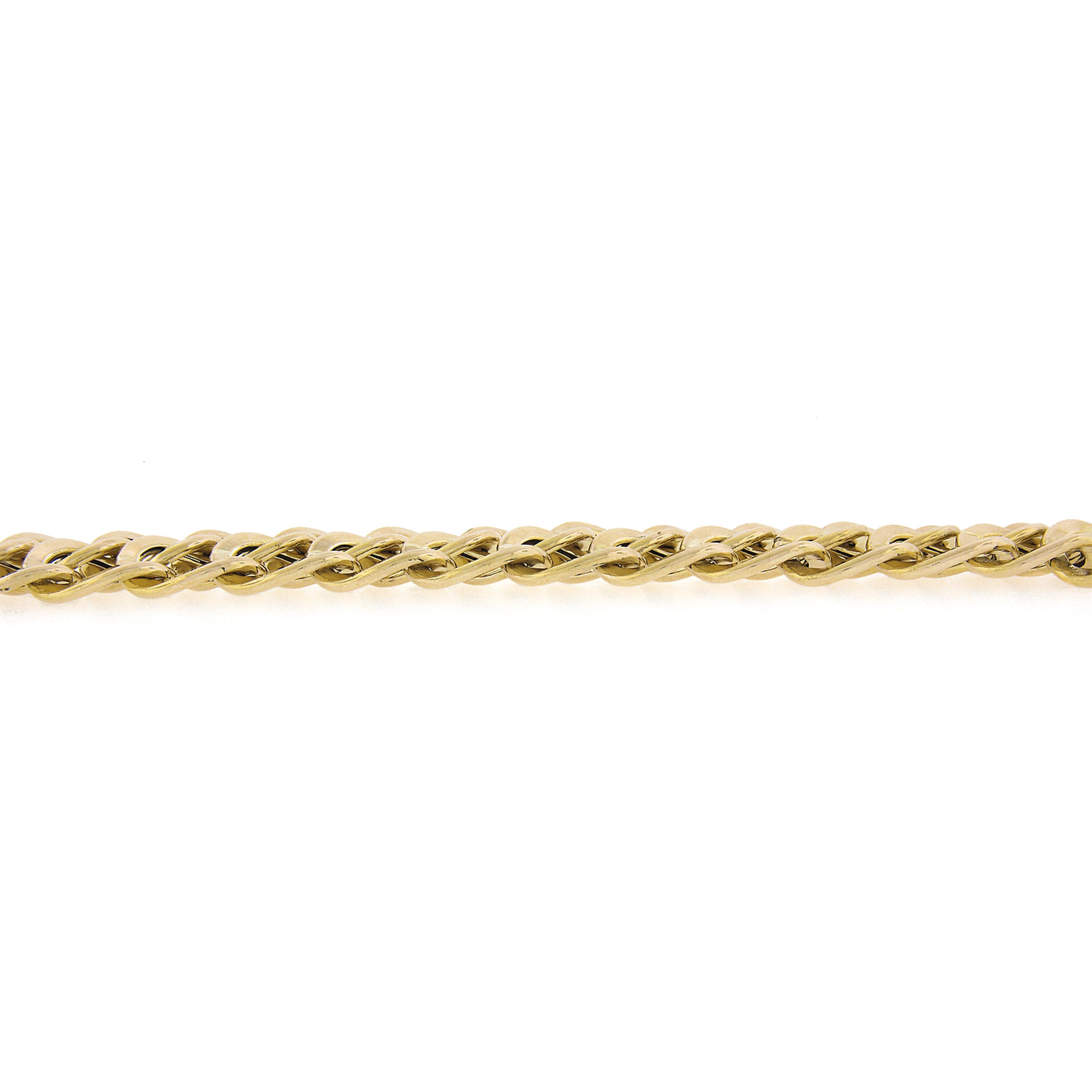 Women's Italian UnoAErre Solid 14k Yellow Gold Wide Interlocking Link Statement Bracelet For Sale