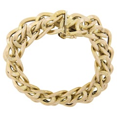 UnoAErre Bracelet italien à larges maillons imbriqués en or jaune massif 14 carats