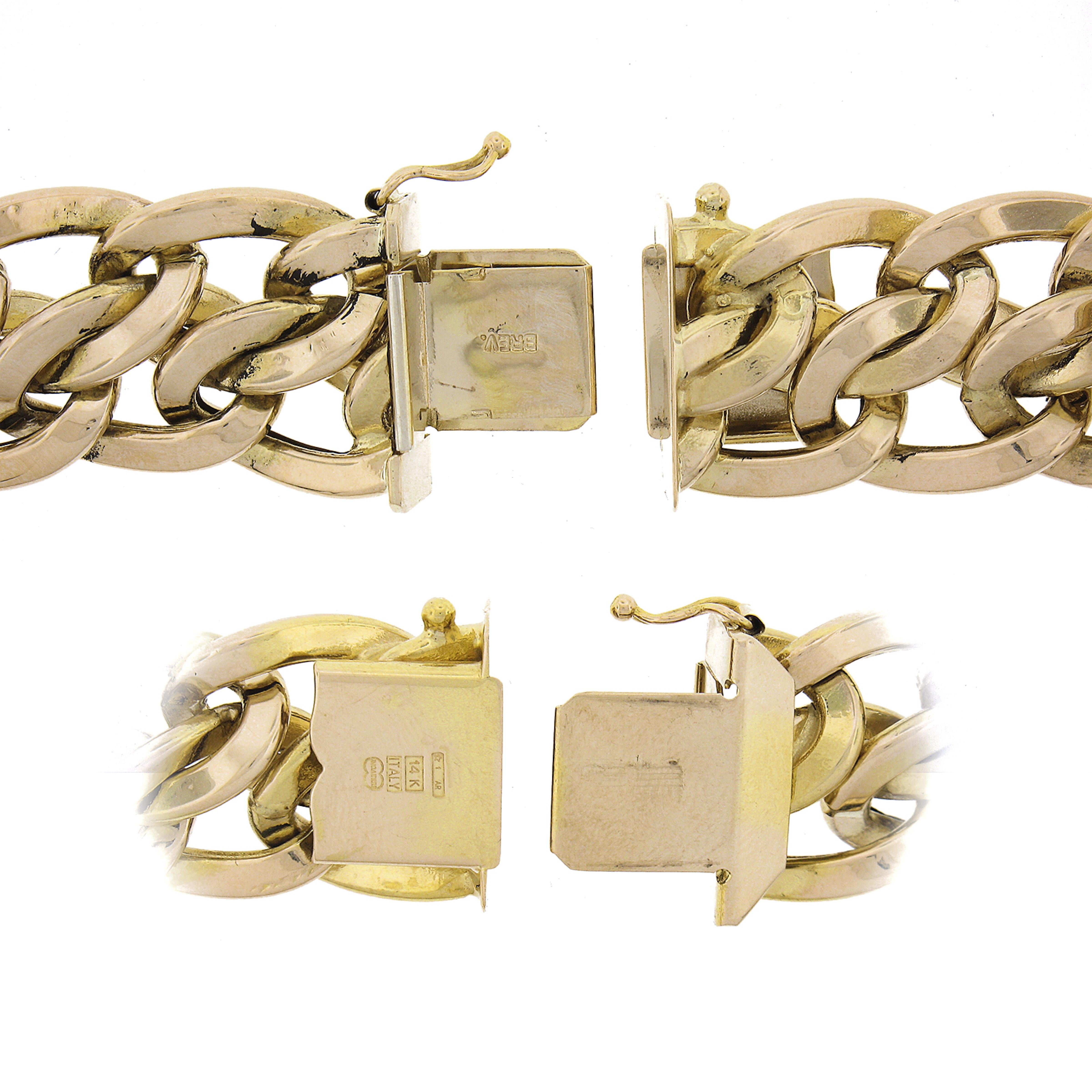 Women's Italian UnoAErre Solid 14k Yellow Gold Wide Interlocking Link Statement Necklace For Sale