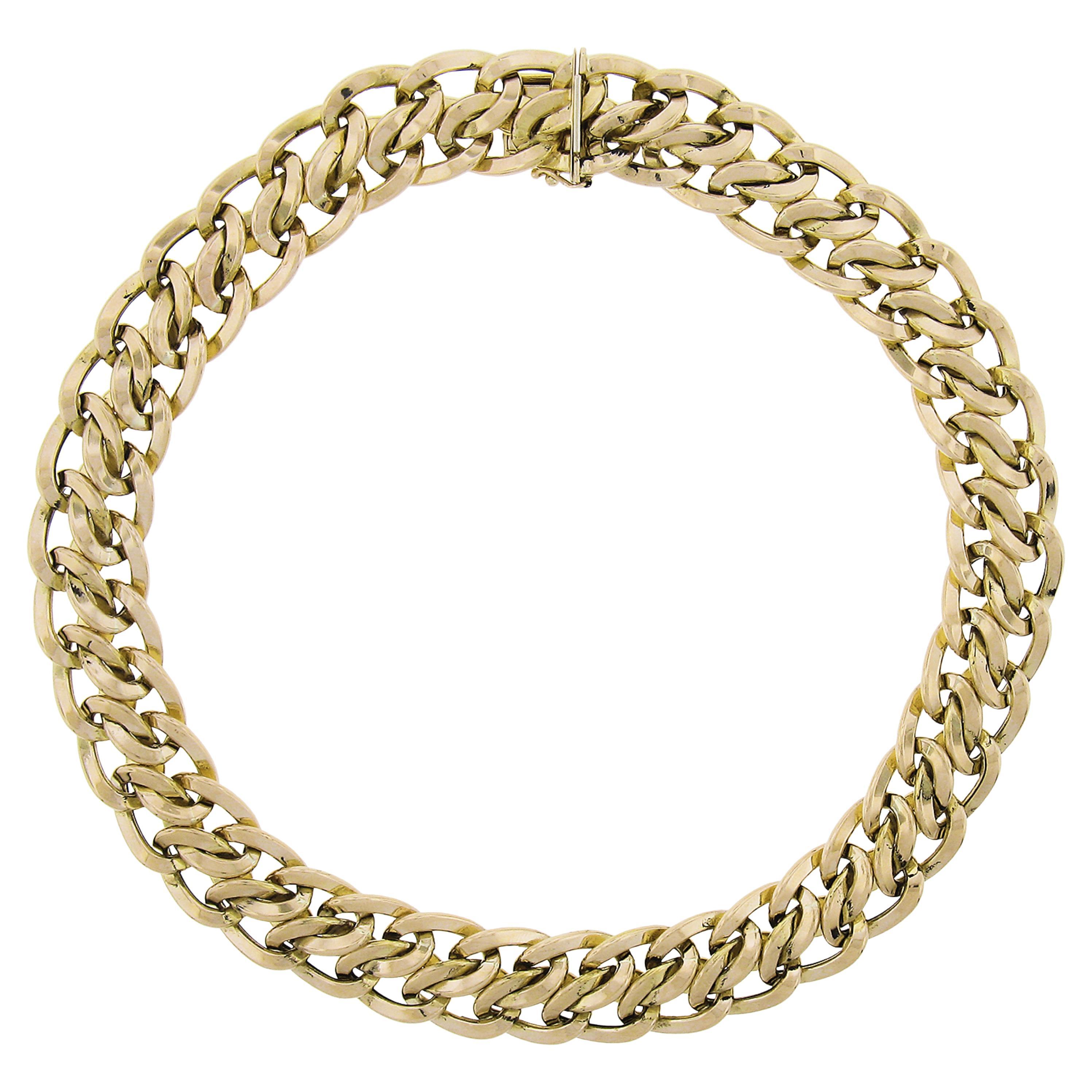 Italian UnoAErre Solid 14k Yellow Gold Wide Interlocking Link Statement Necklace For Sale