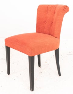 Italian upholstered scroll back side or  dining chairs, 4, each with scrolling c