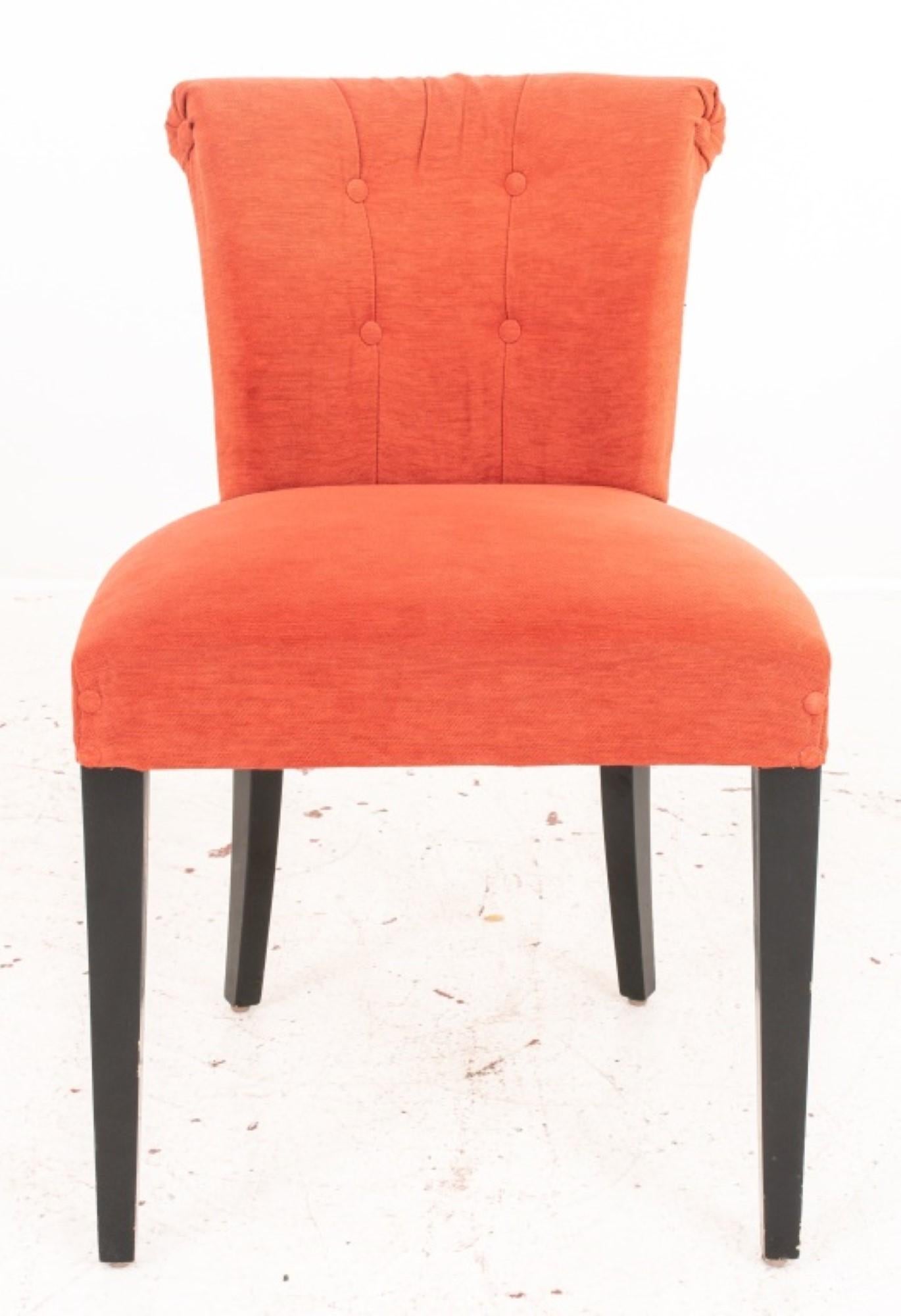 Italian upholstered scroll back side or  dining chairs, 4, each with scrolling c For Sale 1
