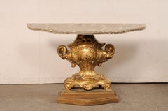 Italian Urn-Carved Gilt Pedestal Console Table, Late 18th C.