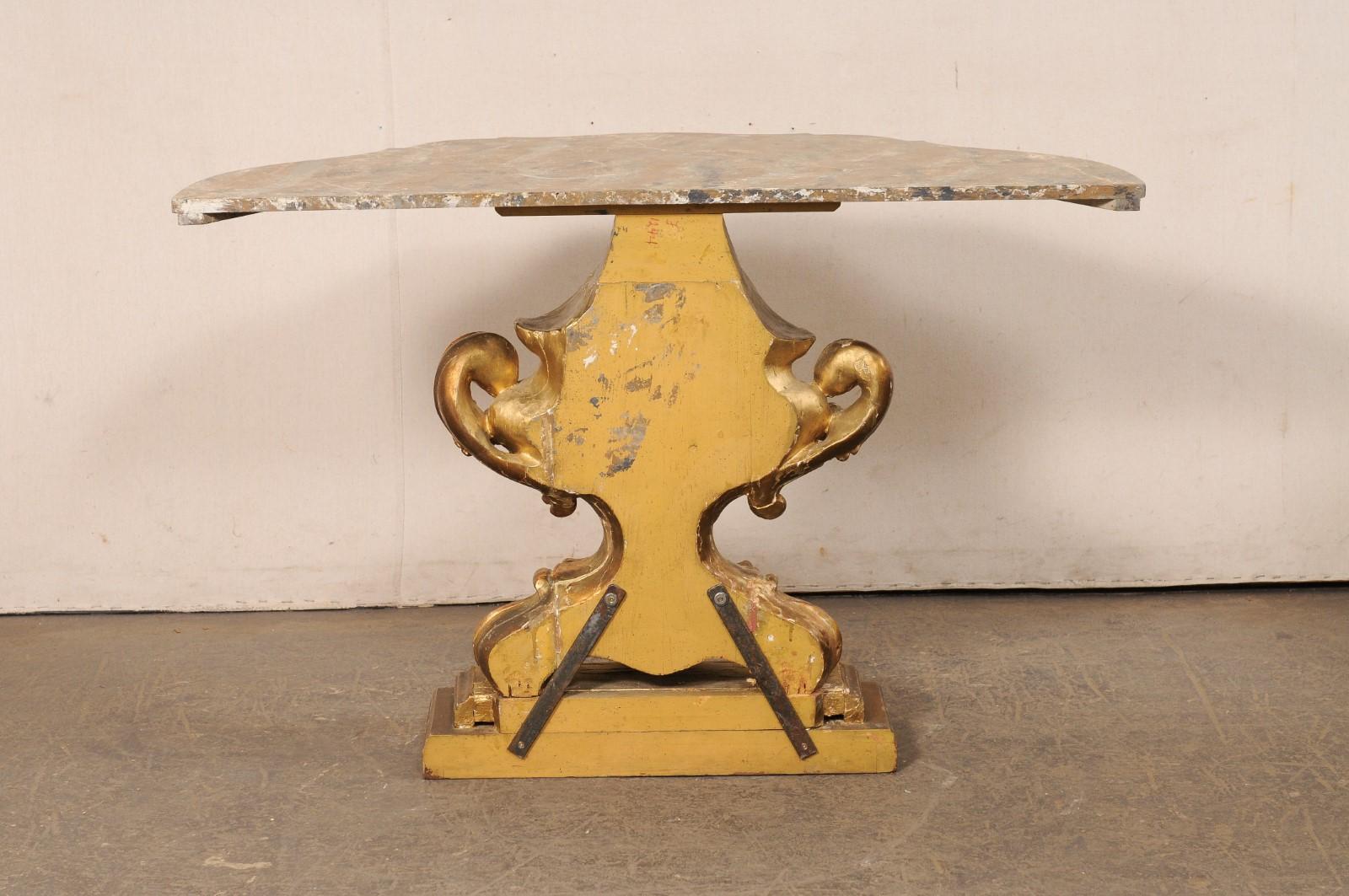 Italian Urn-Carved Gilt Pedestal Console Table, Late 18th C. For Sale 4