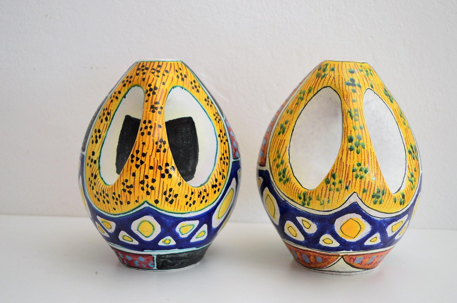 Mid-Century Modern Italian Midcentury Ceramic Vases from Valceresio, 1950s, Set of Two For Sale