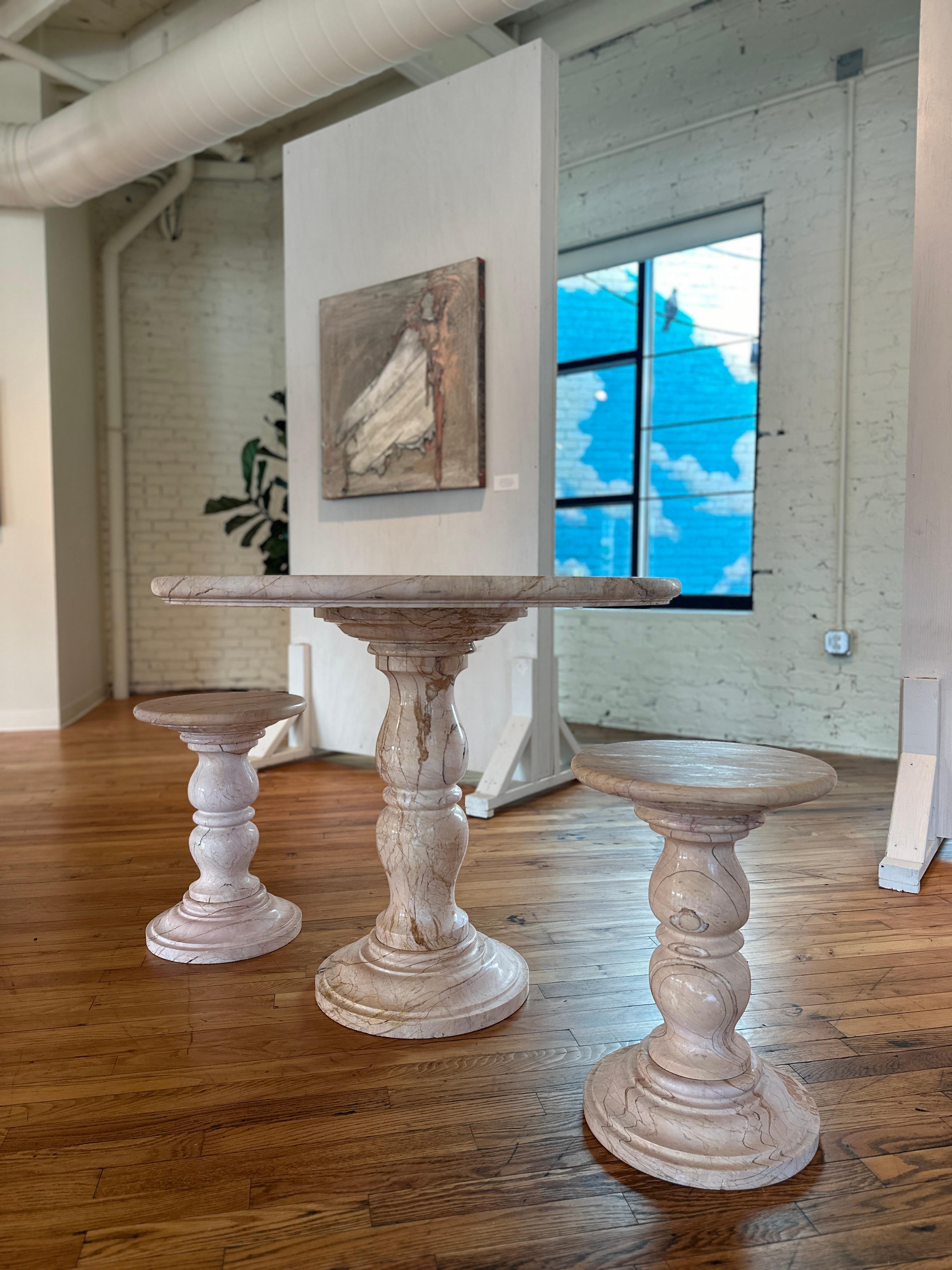 Italian Valencia Marble Dining/Bistro Table Set 2