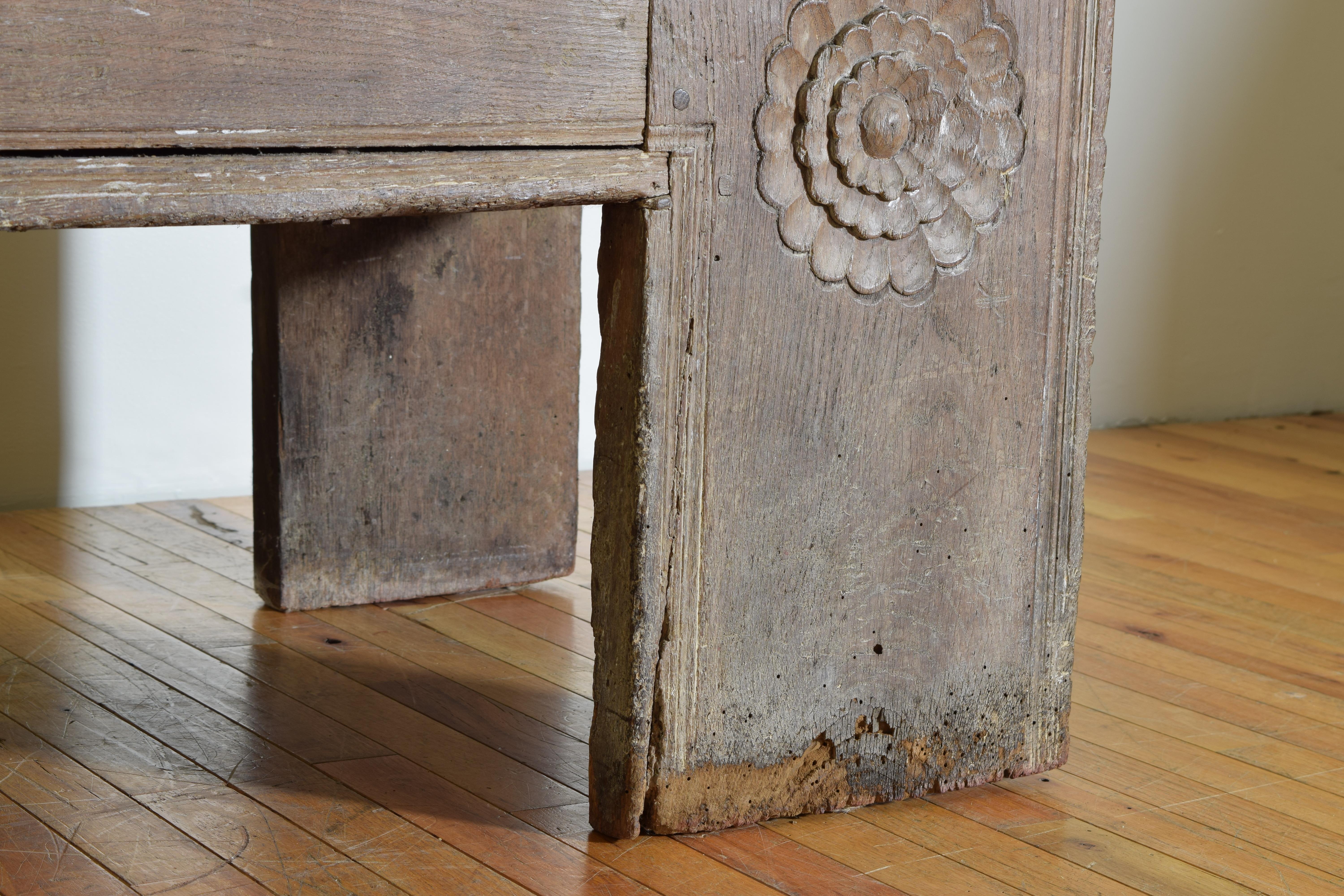 Italian, Valle d’ Aosta, Carved Oak Cassone with Iron Hardware, 16th/17th cen. 5