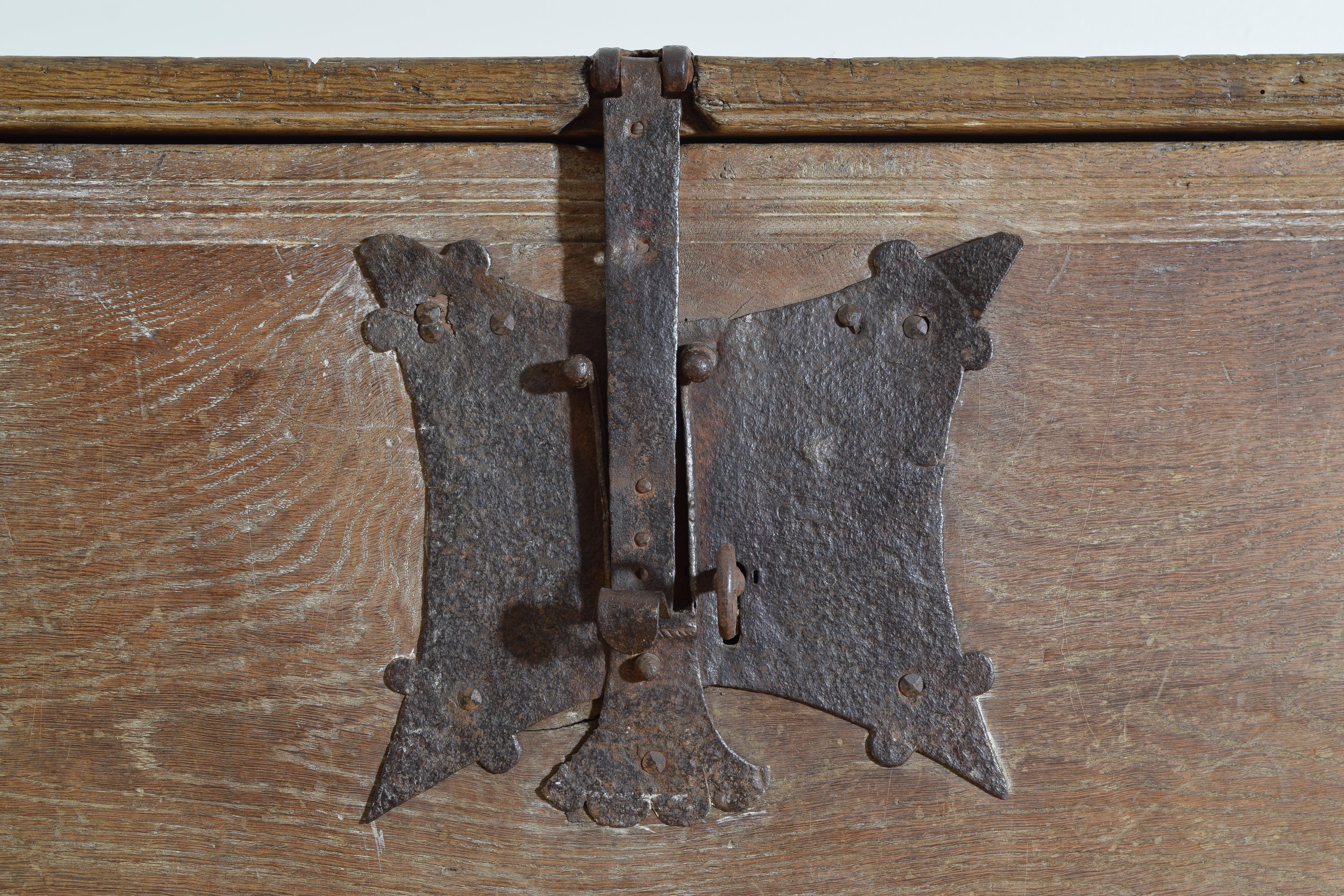 Italian, Valle d’ Aosta, Carved Oak Cassone with Iron Hardware, 16th/17th cen. 2