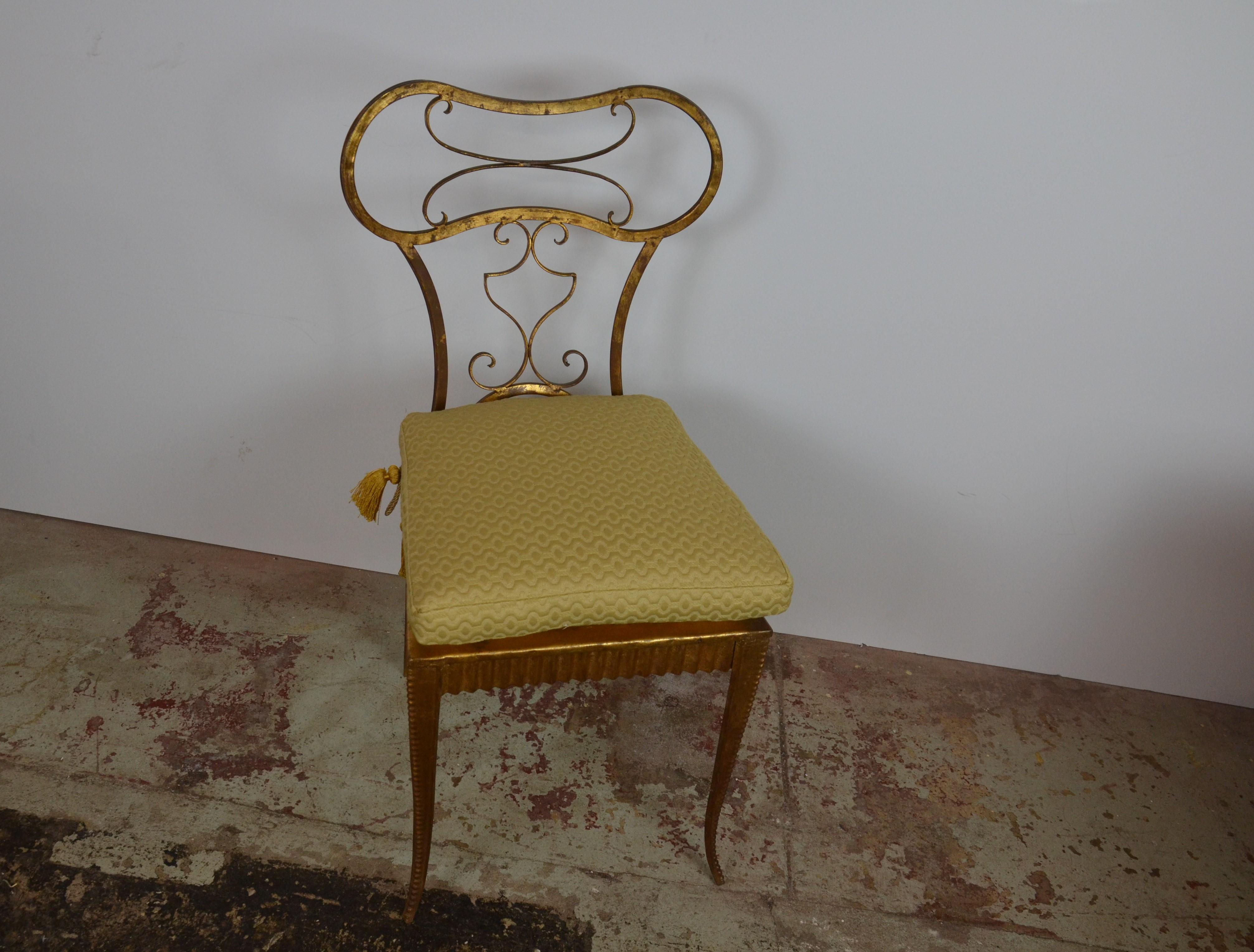 Italian gilt metal vanity chair.