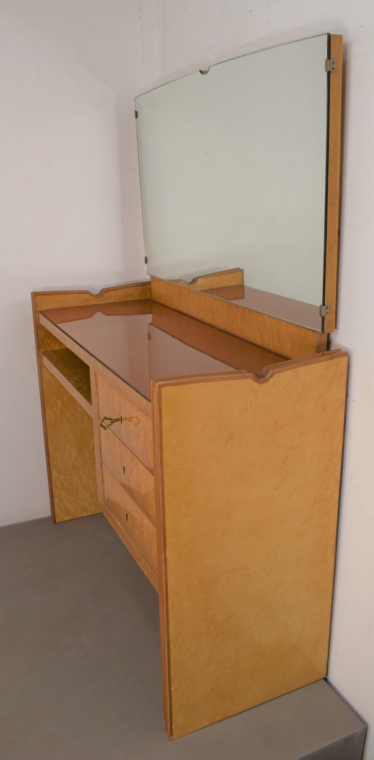 Italian Vanity Desk with Mirror, 1950s For Sale at 1stDibs