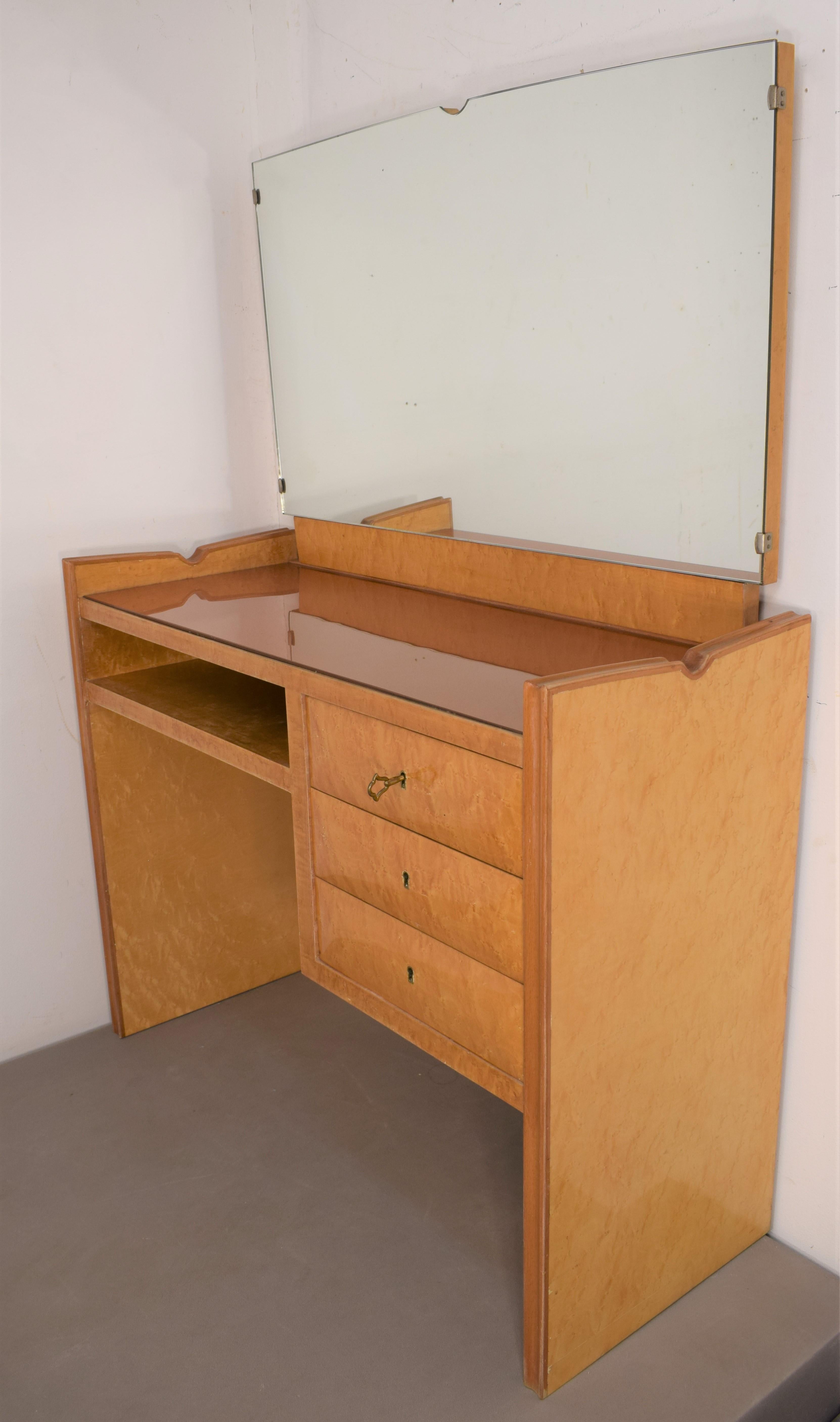 Italian Vanity Desk with Mirror, 1950s In Good Condition For Sale In Palermo, PA