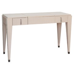 Italian Vanity Table in Beige/Cappuccino/Cream Laquered with Two Drawers