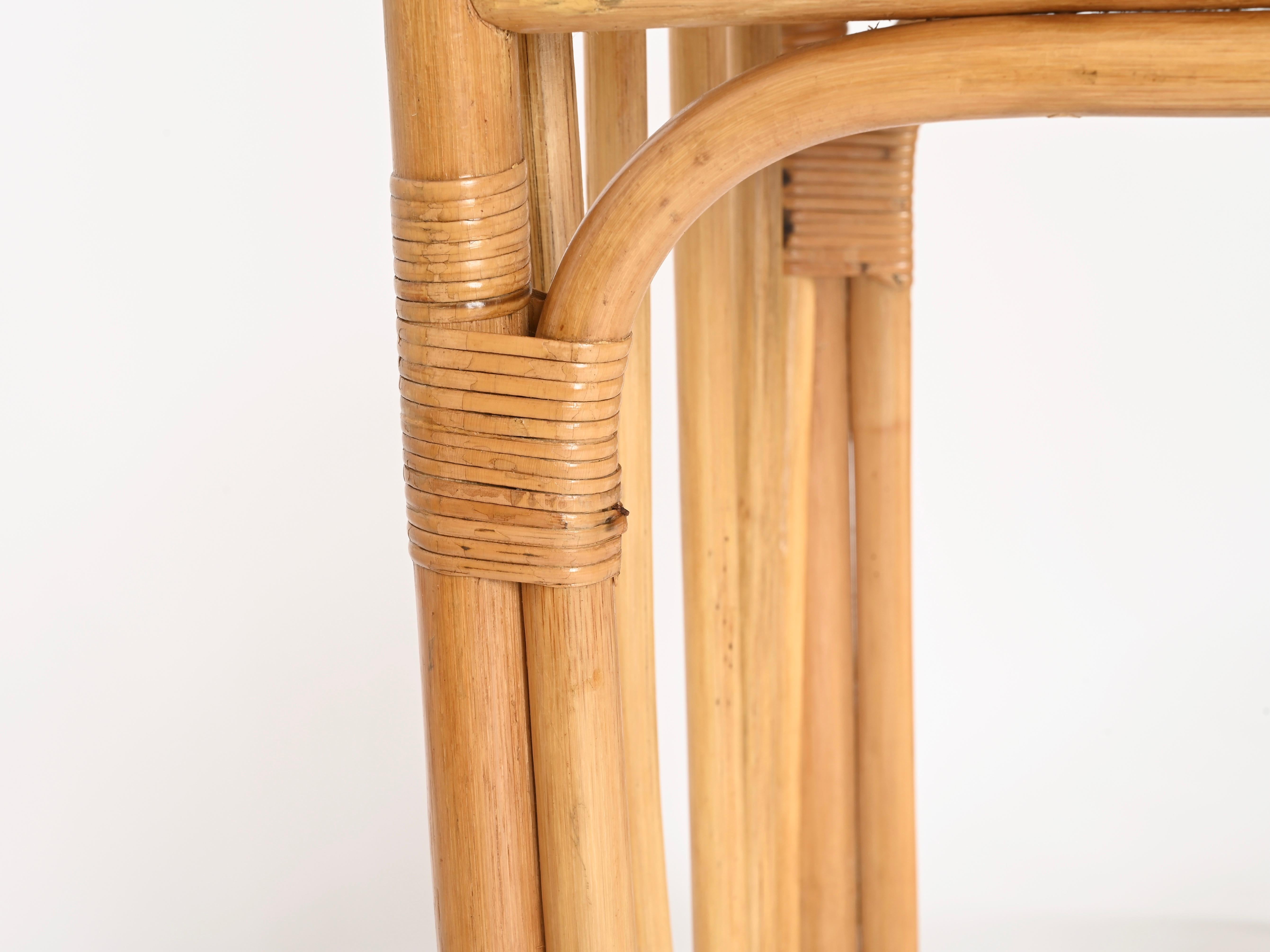 Tocador italiano con silla de bambú y ratán de Vivai del Sud, años 70 en venta 8