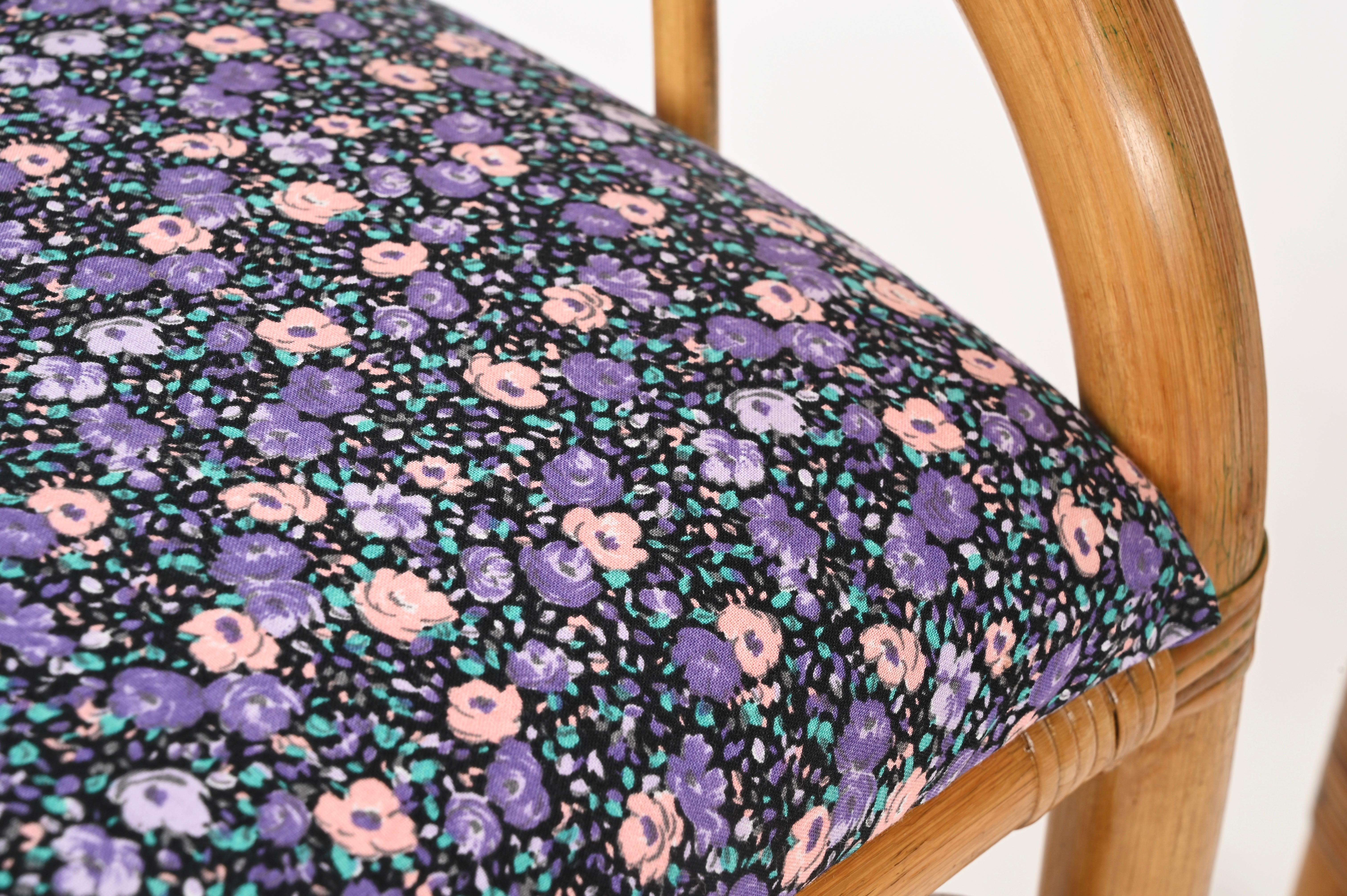 Tocador italiano con silla de bambú y ratán de Vivai del Sud, años 70 en Bueno estado para la venta en Roma, IT