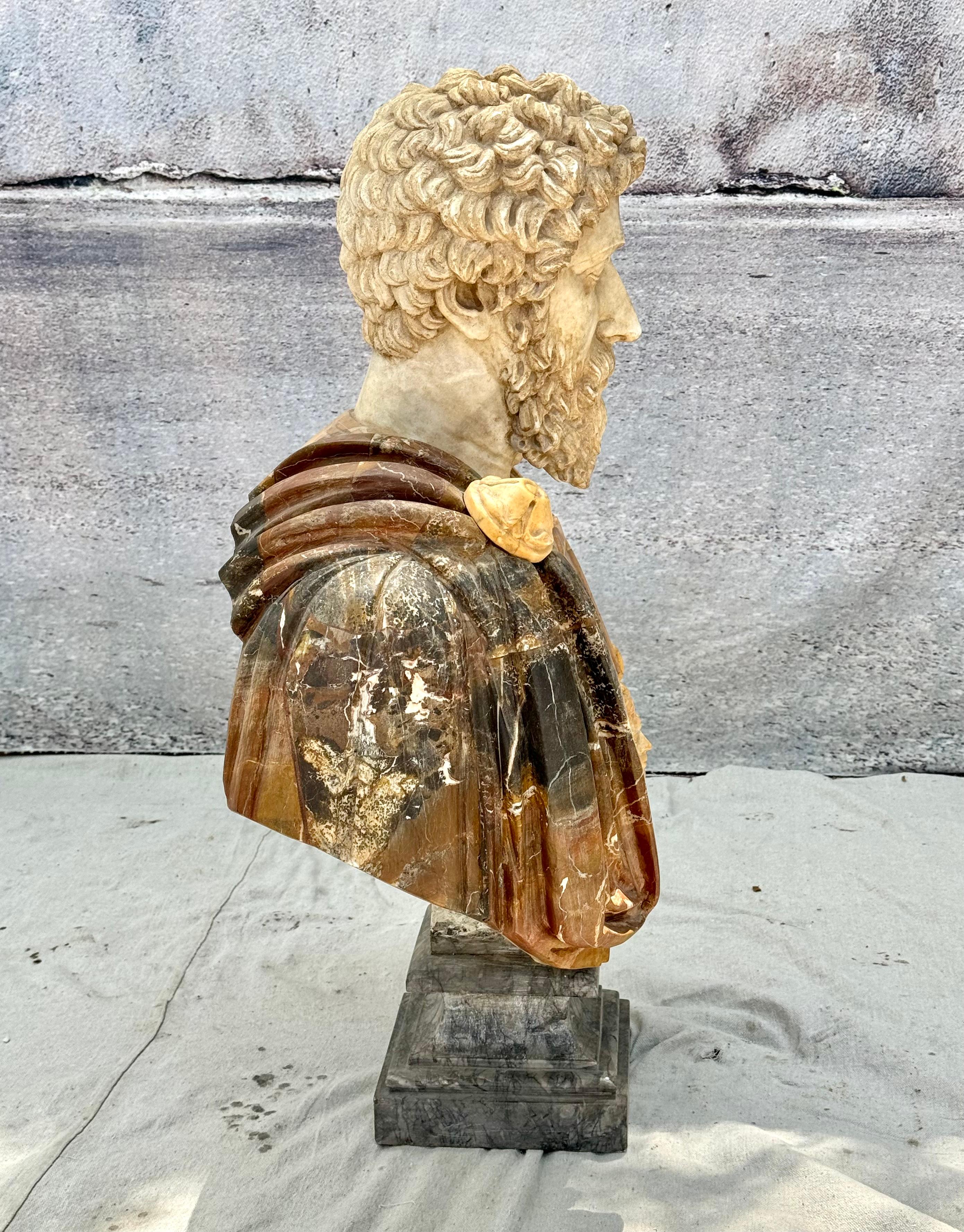  Italian Varicolored Marble Bust Of A Roman Emperor  For Sale 8