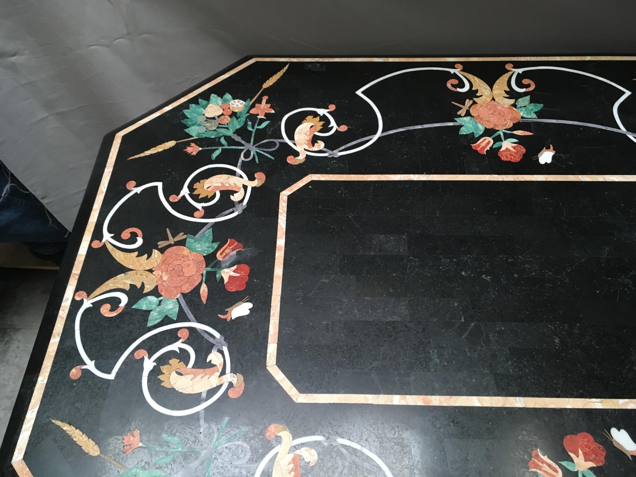 Italian Variegated Marble Inlaid Dining Table 2