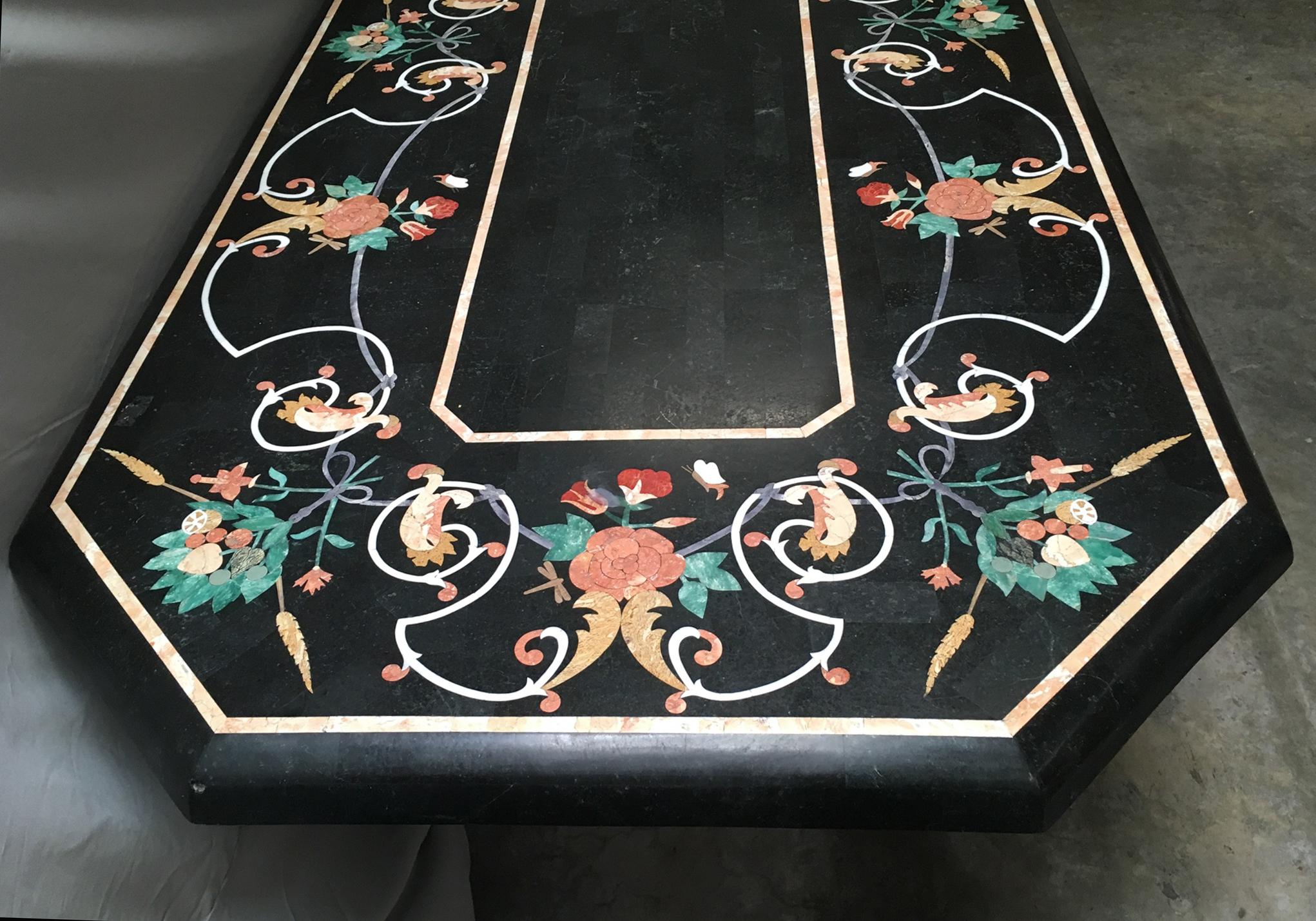 Italian Variegated Marble Inlaid Dining Table 5