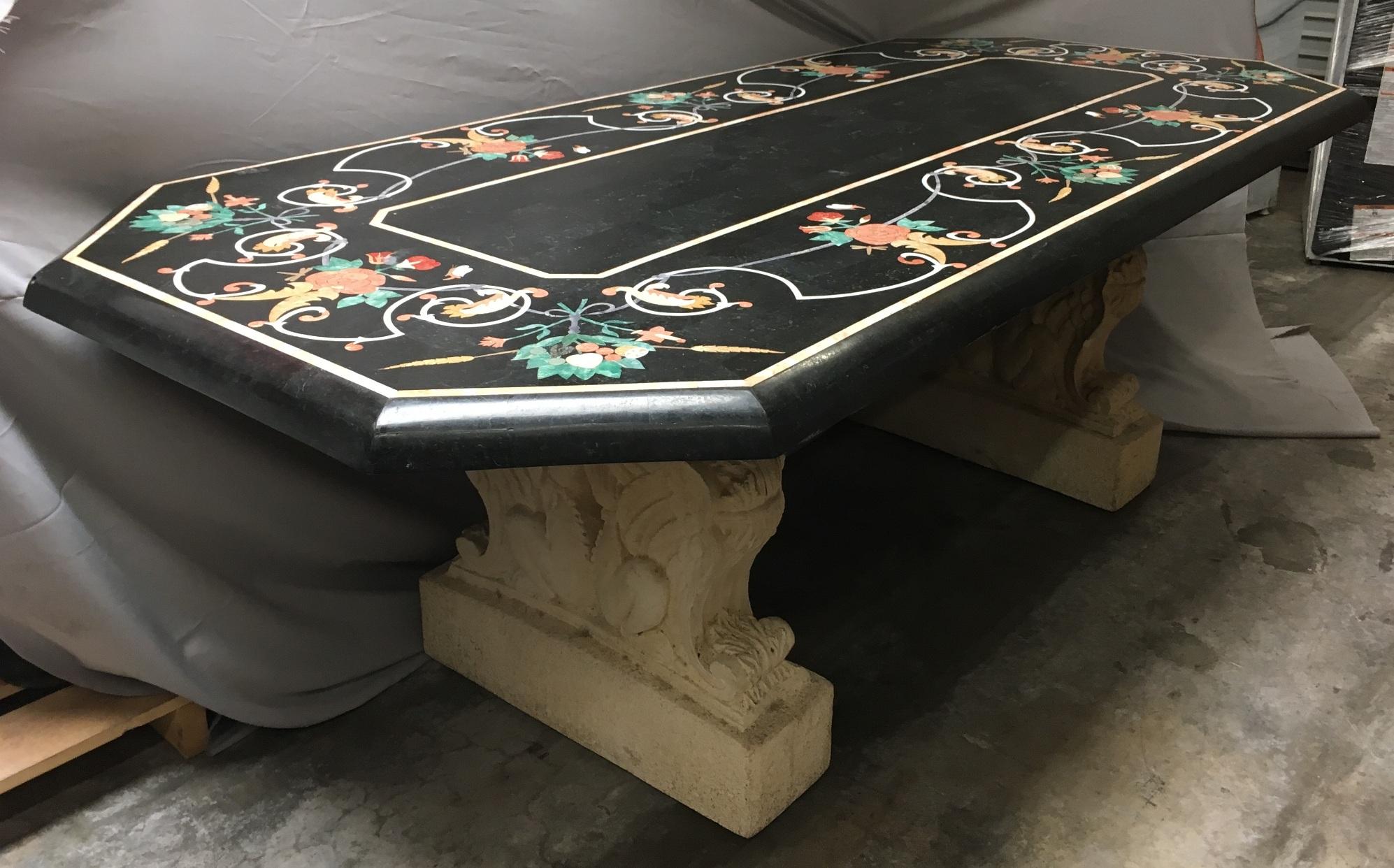Inlay Italian Variegated Marble Inlaid Dining Table