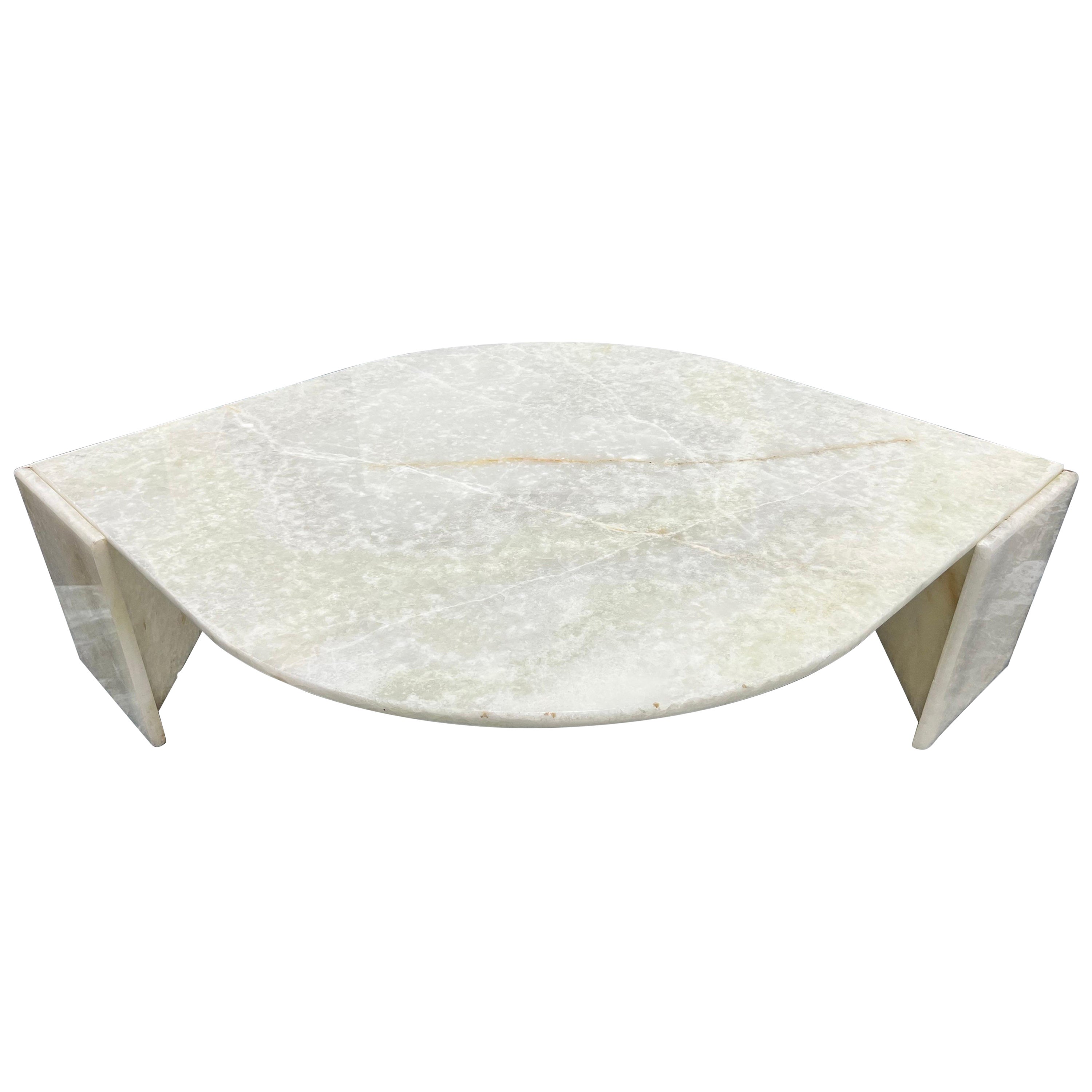 Italian Variegated Onyx Marble Teardrop Coffee Table, 1970s
