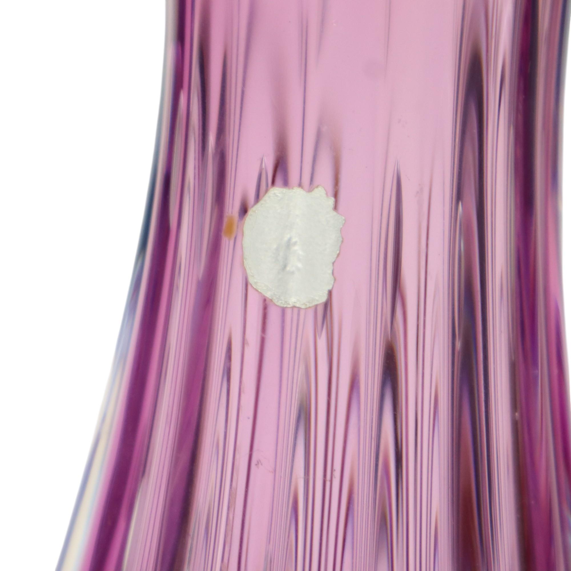 Jarrón Italiano Bullicante Cristal de Murano Morado Azul 28cm en venta 4