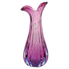Italian Vase Bullicante Murano Glass Purple Blue 28cm