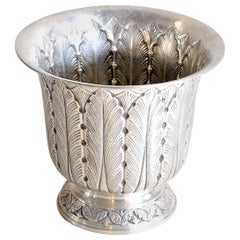 Italian Vase in Chiseled Solid Silver, 1940s