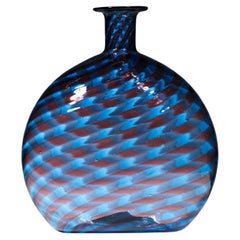 Italian Vase in Glass of Murano of the 60s Blue & Red in Style of Gio Ponti G221