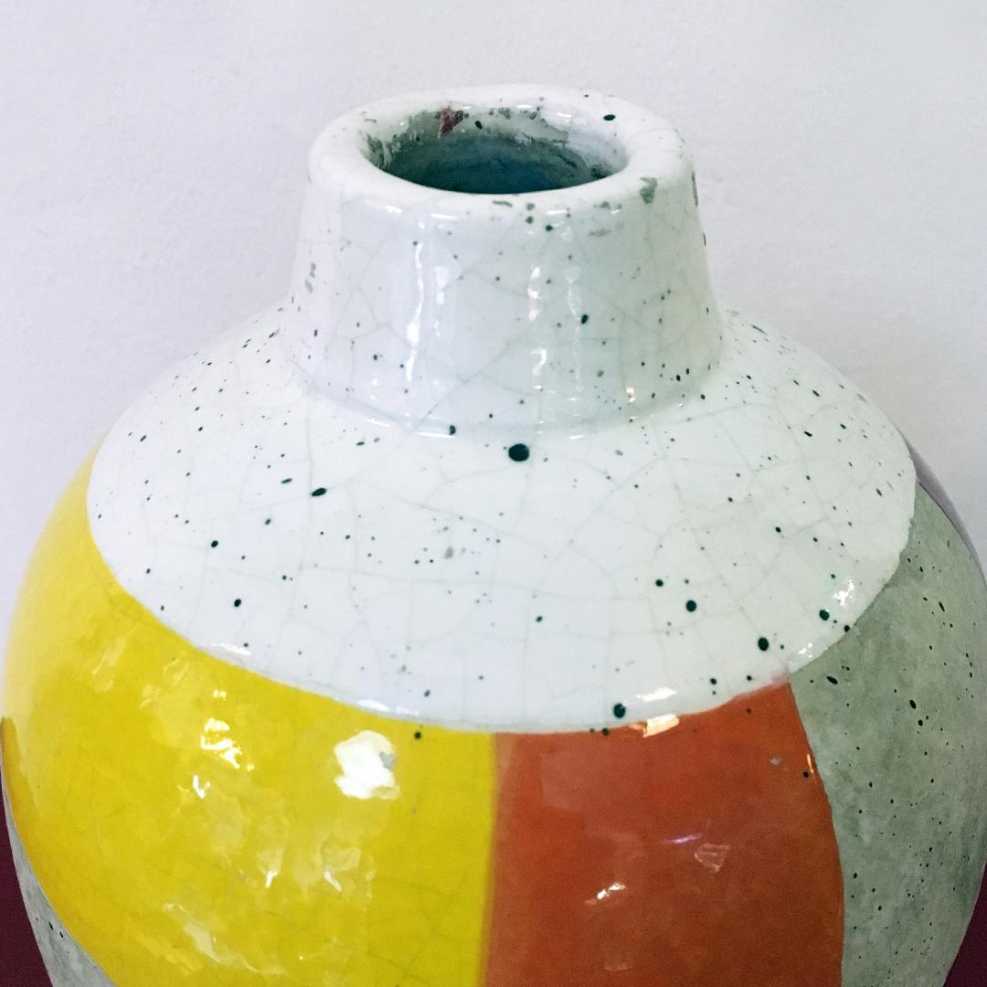 Powder-Coated Italian Vase in Marble Powder with Parts Decorated, 1950s
