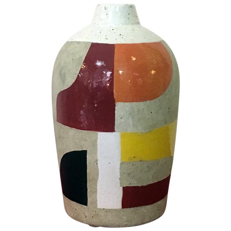 Italian Vase in Marble Powder with Parts Decorated, 1950s