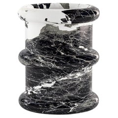 Italian Vase in Natural Black and White Marble, Limited Edition by Sandro Lopez