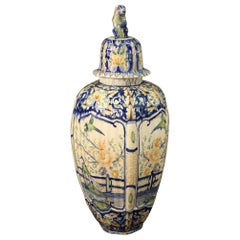 Italian Vase in Painted Ceramic, 20th Century