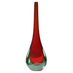 Vintage Italian vase in red glass Murano 60s