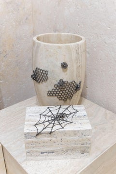 Italian Vase in Travertino Grey Anne, “Honey” by Giansanti Home