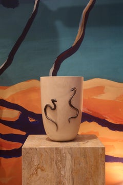 Italian Garden of Eden Vase in Travertino Navona by Giansanti Home