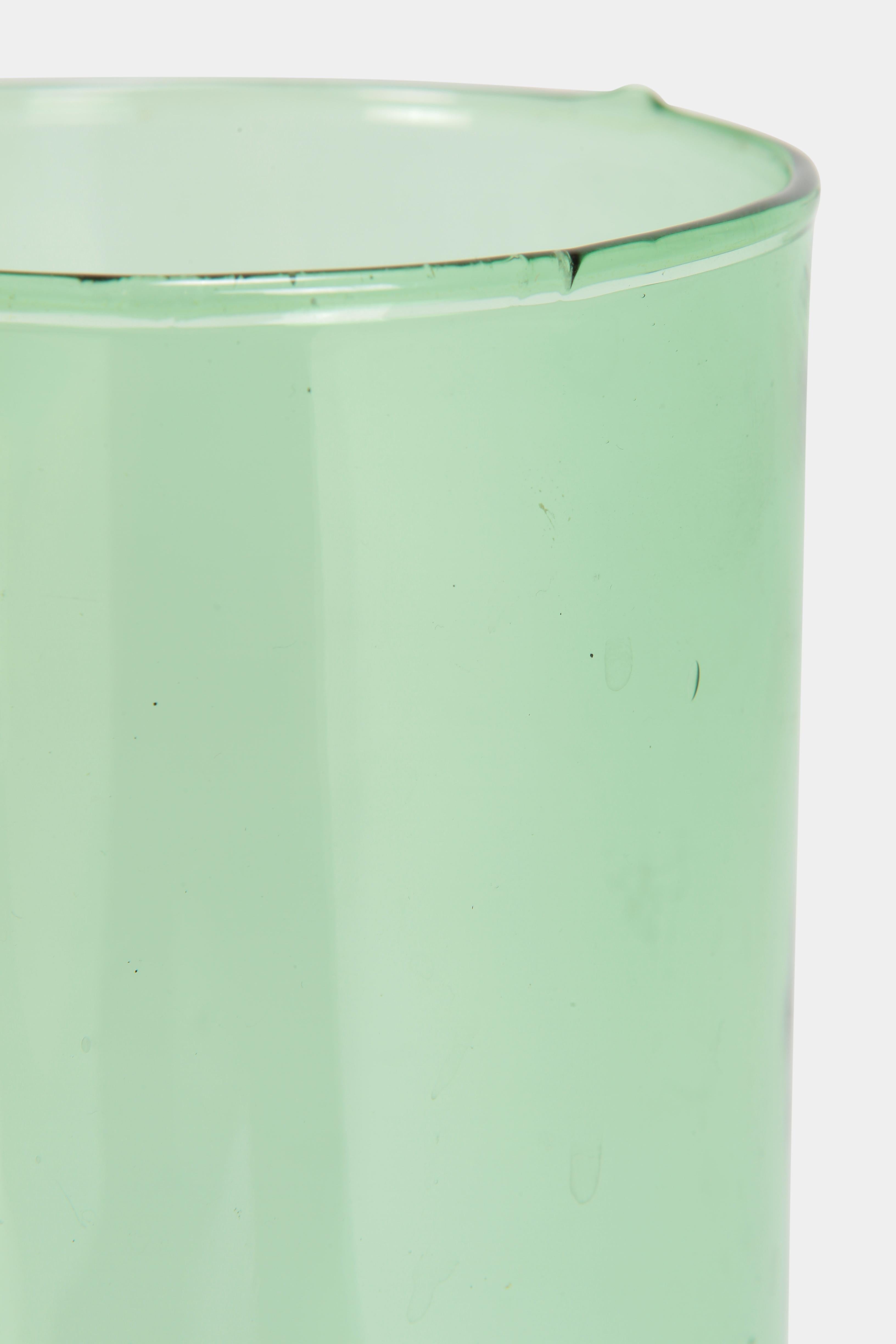 Vase manufactured by Vetro Verde di Empoli in the 1960s in Italy. Cylindrical, thin-walled vase out of luminous green glass.