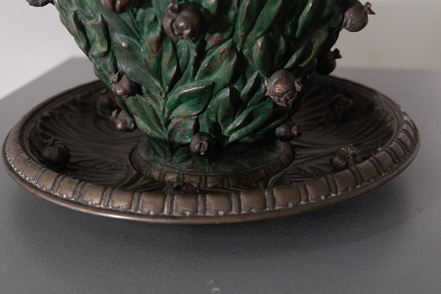 Italian vase with copper base and partial silver plating For Sale 5