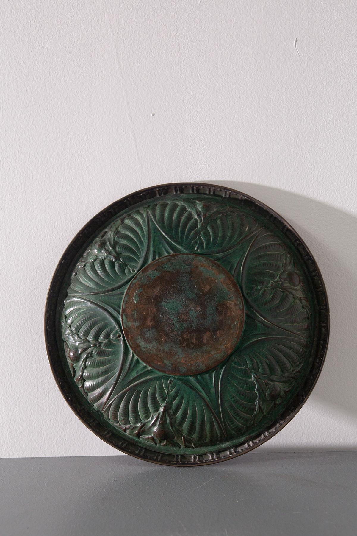 Copper Italian vase with copper base and partial silver plating For Sale